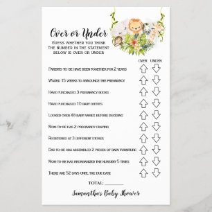 Animais Selvagens Sobre ou Sob Cartão de Jogo de C