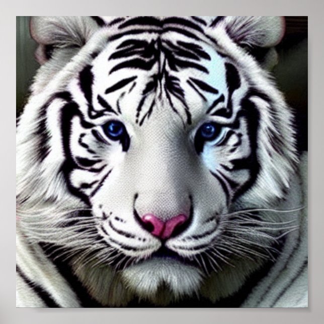 Animais selvagens Tiger White Poster (Frente)