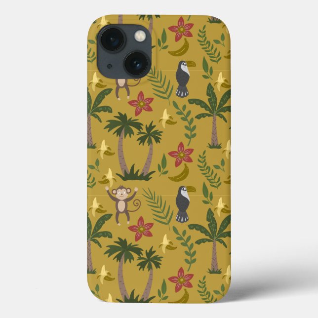 Animais tropicais, macaco-padrão sem costura (Verso)