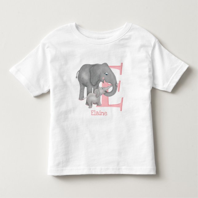Animal ABC E é para camiseta elefante (Frente)