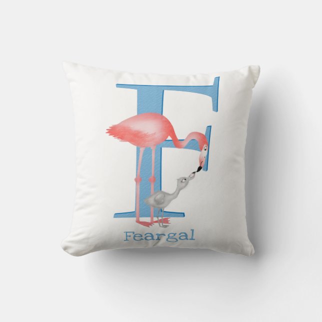 Animal ABC F é para almofada flamingo (Frente)
