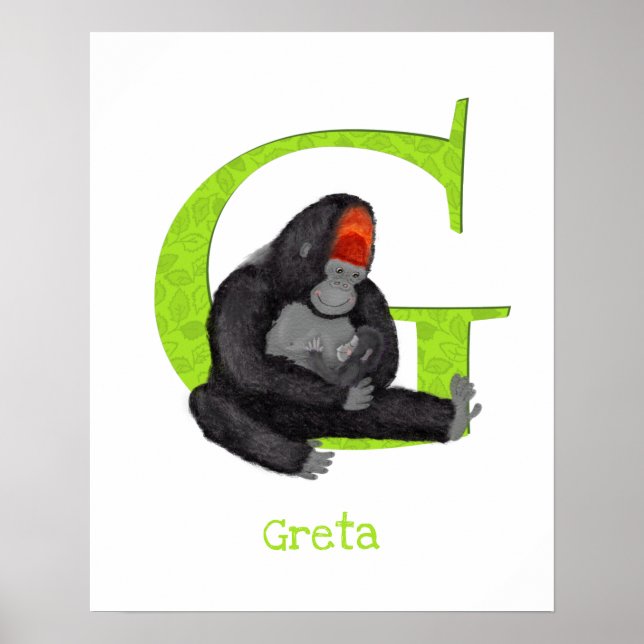 Animal ABC G é para impressão de gorila (Frente)