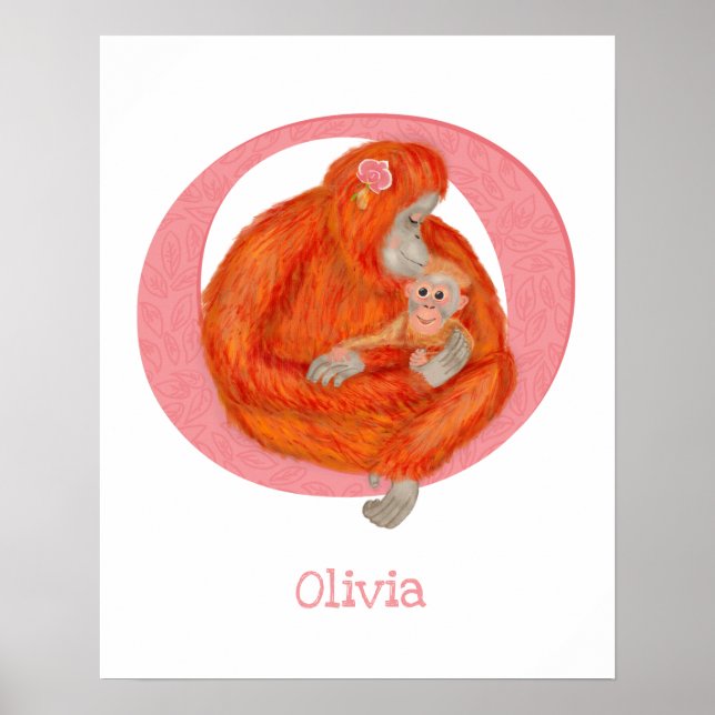 Animal ABC O é para orangotan impressão (Frente)