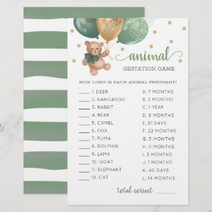 Animal Gestation Game Sage Green Teddy Bear