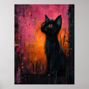 Animal sem coração sob Poster de arte à lua