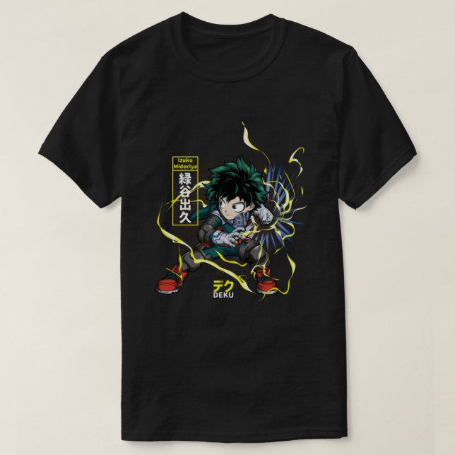 Anime a fã-arte deku T-Shirt (Frente do Design)