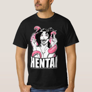 anime chica Lewd Ahegao camiseta de cara izquierda
