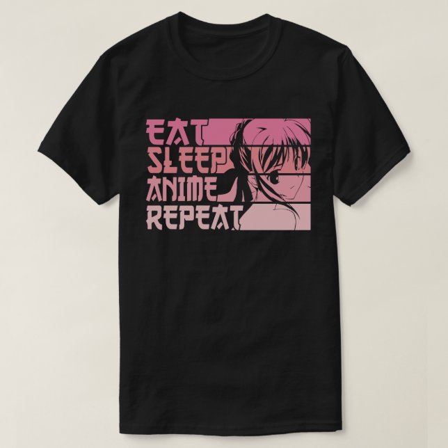 Anime Come Sleep Anime Repete T-Shirt (Frente do Design)