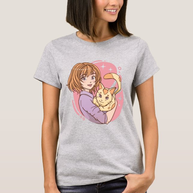 Anime e Cat T-Shirt (Frente)