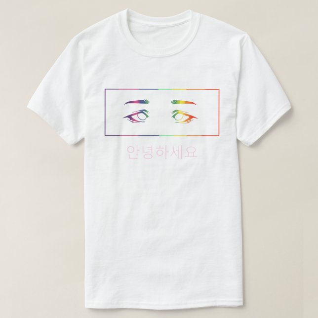 Anime Eyes Rainbow T-Shirt [olá] (Frente do Design)