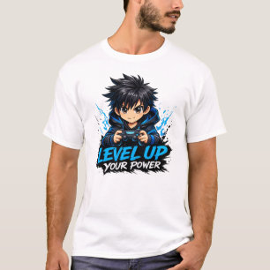 Anime Gamer Level Up Your Power – Camiseta de Gami