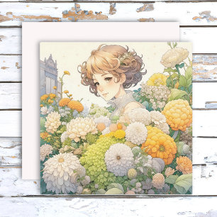 Anime Girl in Yellow Flowers Vazio