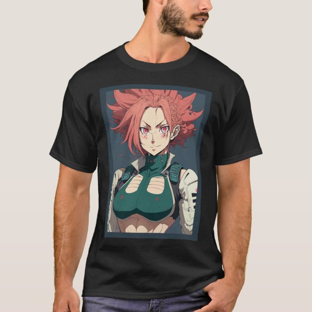 Anime Girl Red Hair and Green Top Military  (Frente)