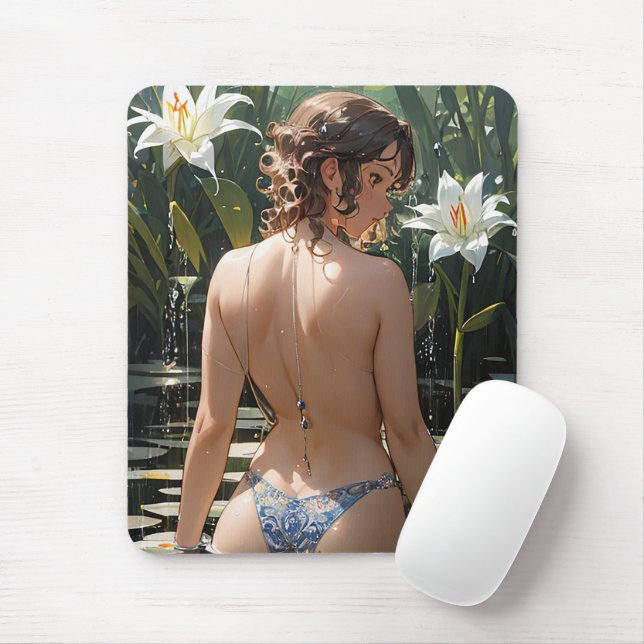Anime linda garota Mouse Pad (Com mouse)