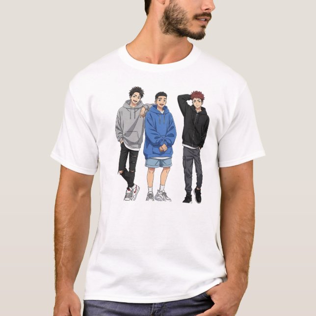Anime Squad Goals T-Shirt - Three Friends   (Frente)