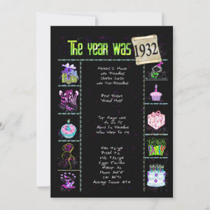 Aniversário Ano 1932 Convite