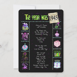 Aniversário Ano 1945 Convite