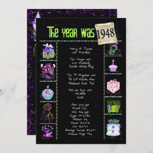Aniversário Ano 1948 Convite