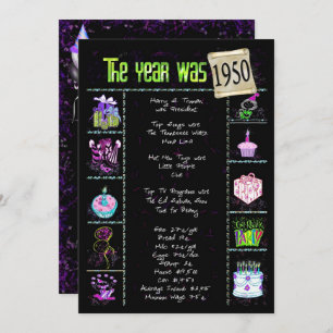 Aniversário Ano 1950 Convite