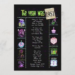 Aniversário Ano 1951 Convite