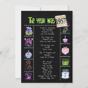 Aniversário Ano 1957 Convite