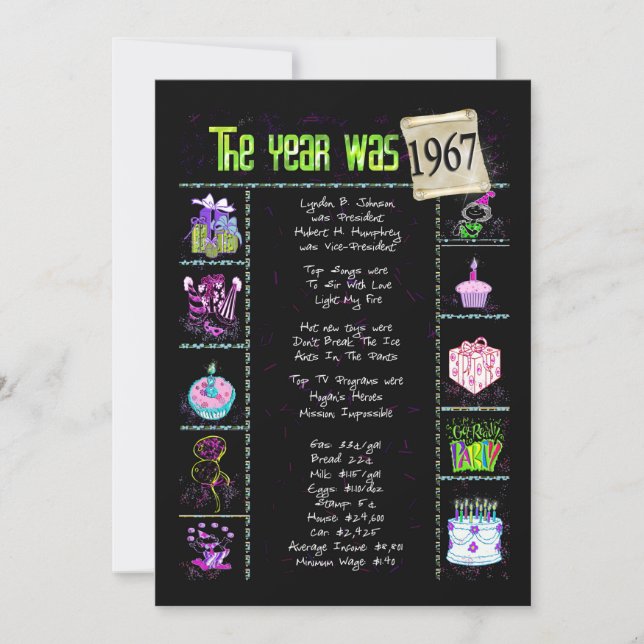 Aniversário Ano 1967 Convite (Frente)