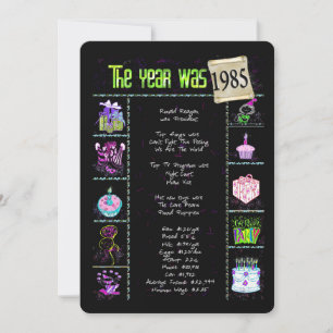 Aniversário Ano 1985 Convite
