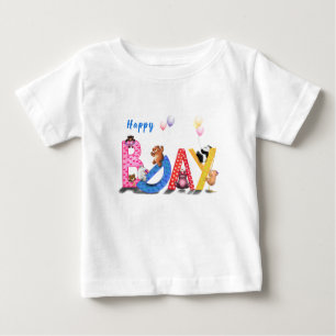 Aniversário Bebê T-Shirt Feliz Festa de Ursos Engr