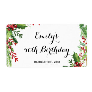 Aniversário botânico da mini etiqueta da garrafa