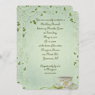 Aniversário Brunch com xícara de chá Convite