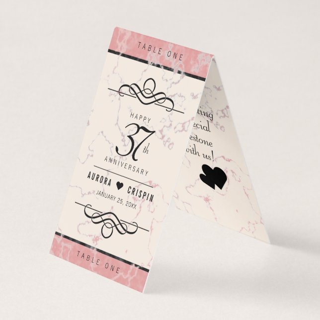 Aniversário Casado Elegante 37.º Alabastro (Frente)