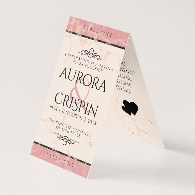 Aniversário Casado Elegante 37.º Alabastro (Frente)