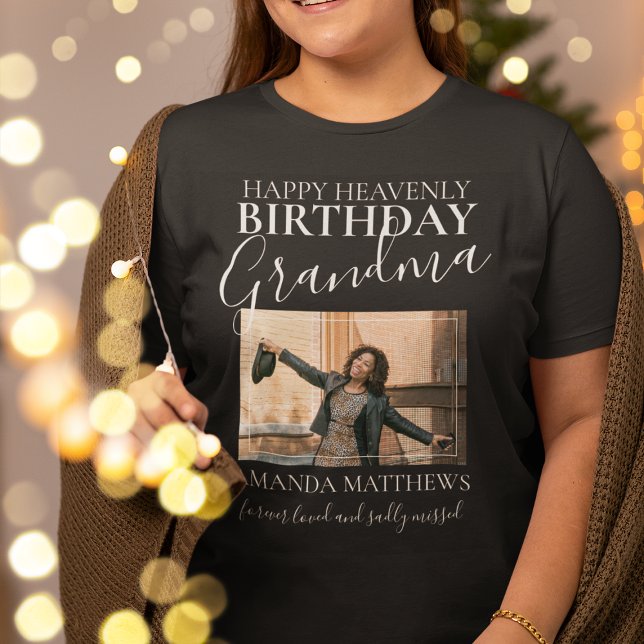 Aniversário Celestial Vovó | Camiseta Memorial com (Criador carregado)