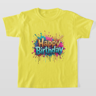 Aniversário Cheer - Colorida Camiseta Feliz de Ani