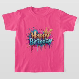 Aniversário Cheer - Colorida Camiseta Feliz de Ani