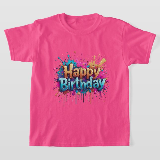 Aniversário Cheer - Colorida Camiseta Feliz de Ani (Postura )