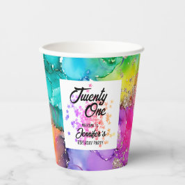 Aniversário Colorido de Coloração de Água