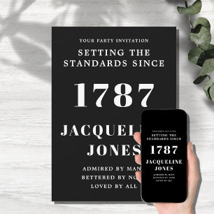 Aniversário Convite Preto E Branco