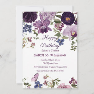 Aniversário Convite Watercolor Vintage Floral