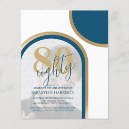 Aniversário Da Foto Azul E Dourada Do Orçamento