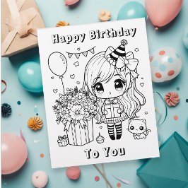 Aniversário da Menina de Anime me Cor