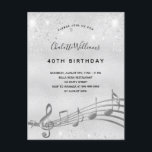 Aniversário da prata nota 40º convite<br><div class="desc">Uma placa moderna de convite de festas aniversário de 40 anos. Um fundo com aparência falsa de prata, com notas de música, letras coloridas pretas.Decorado com poeira falsa brilhante. Personalize e adicione um nome e informações da parte. Fundo: prata, design postal. Dica: Se você não quiser que pareça um cartão...</div>