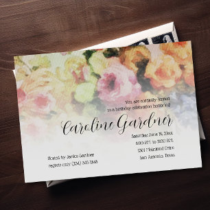 Aniversário das Flores de Convite em Papel de Aqua