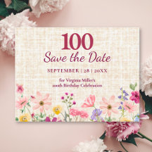 Aniversário de 100 anos - Convite elegante de flor