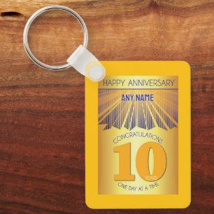 Aniversário de 10 Anos de Sobriedade Chaveiro de