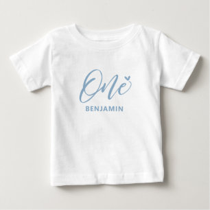 Aniversário de 1 ano Camisa de Bebê com Coração