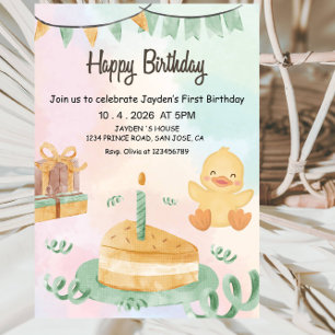 Aniversário de 1 ano dos meninos - Convite moderno
