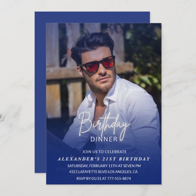 aniversário de 21 anos convite Aniversário Jantar  (Frente/Verso)