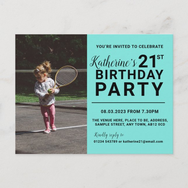 aniversário de 21 anos Convite Cartão com fotos Ci (Frente)