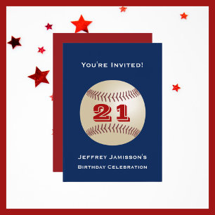 aniversário de 21 anos Convite de festas Baseball